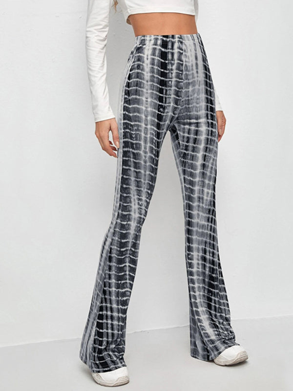 Printed Flared Stretch Trousers