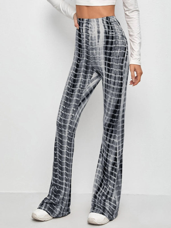 Printed Flared Stretch Trousers