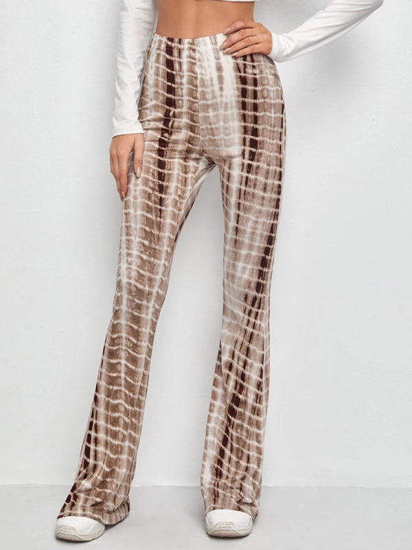 Printed Flared Stretch Trousers