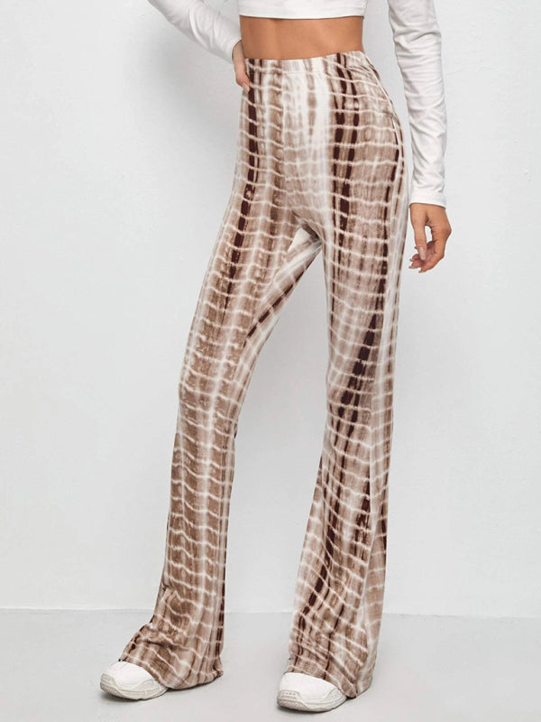 Printed Flared Stretch Trousers