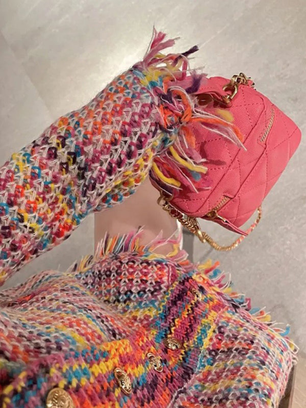 Fringed Knit Cardigan Sweater Jacket