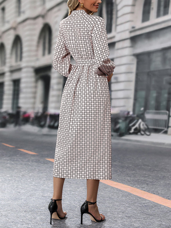 Floral Long Sleeve Belted Shirt Dress – Lightweight & Elegant