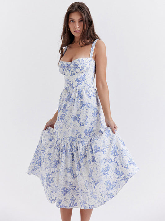 Boho Floral Sleeveless Swing Dress – Lightweight Summer Sling Dress
