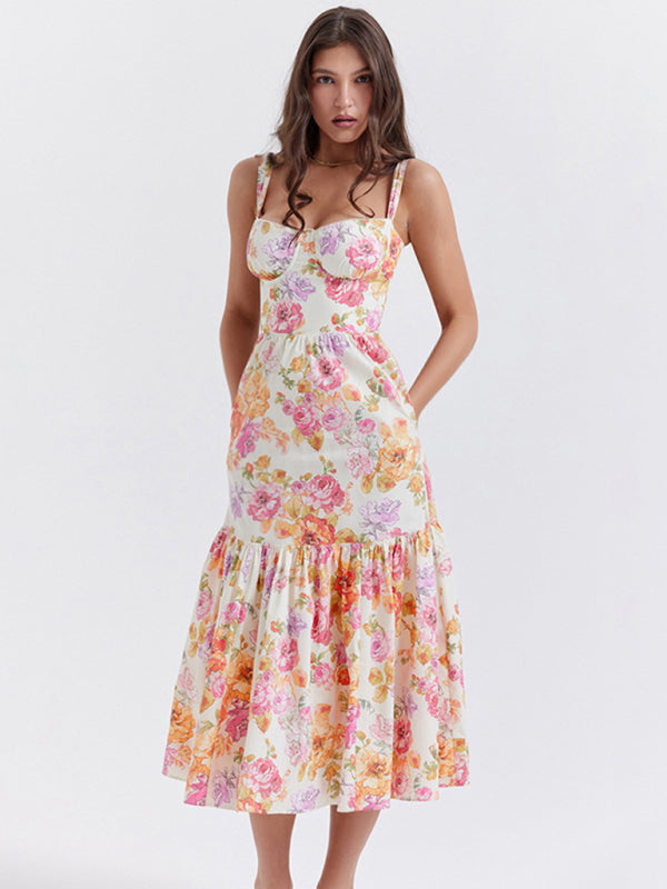 Boho Floral Sleeveless Swing Dress – Lightweight Summer Sling Dress