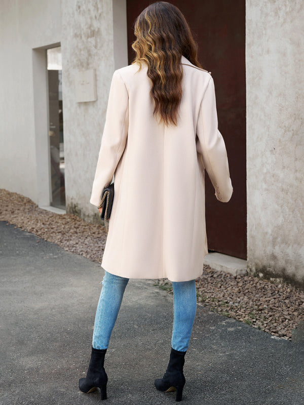 Woolen Commuter Coat – Solid Color Elegance