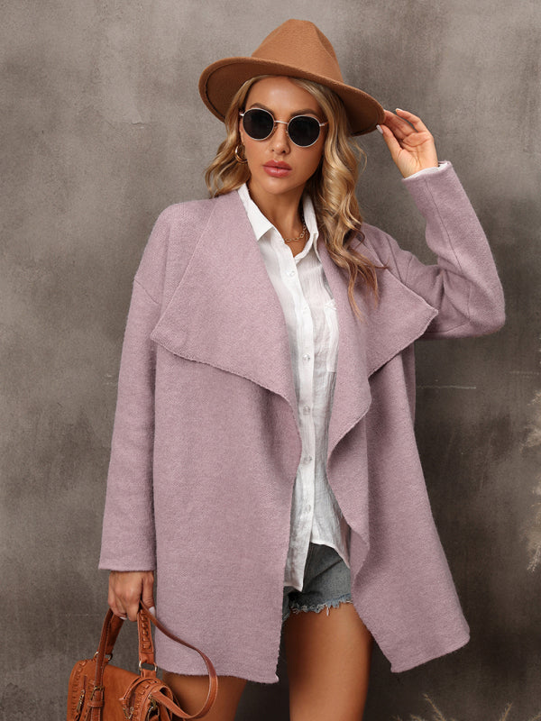 Women's Long Knit Coat - Casual Autumn Style