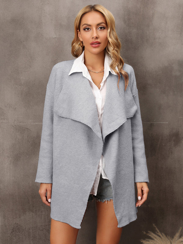 Women's Long Knit Coat - Casual Autumn Style