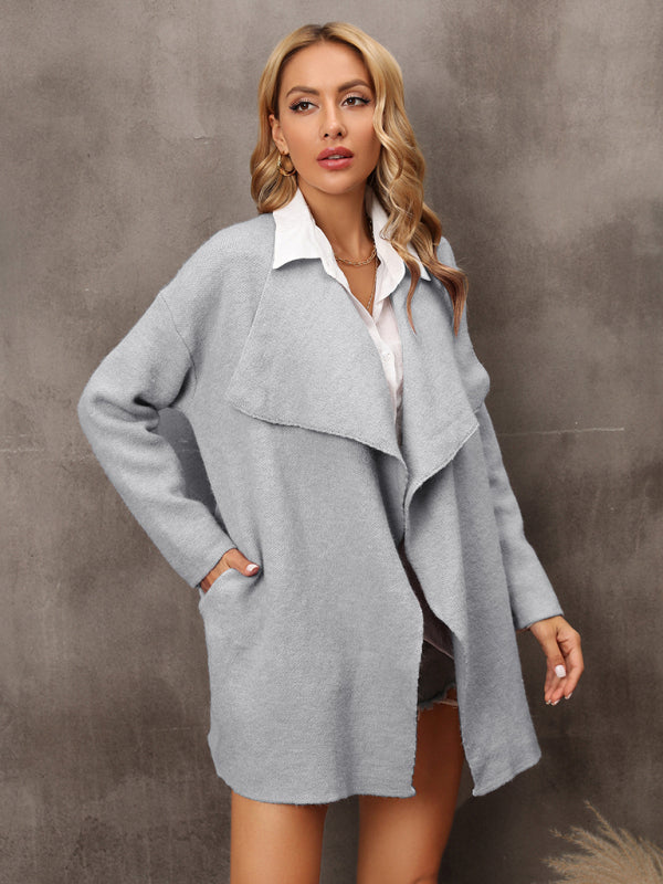 Women's Long Knit Coat - Casual Autumn Style