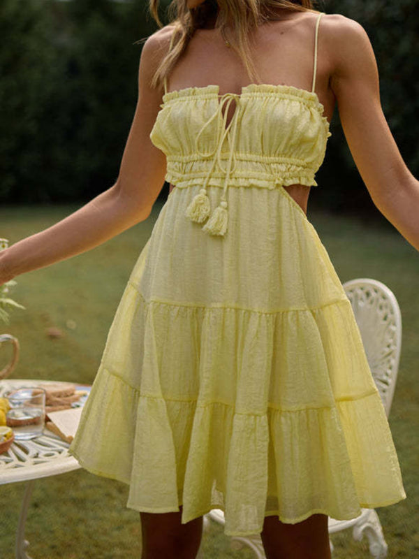 Romantic Lace Backless Suspender Swing Dress – Spring Summer Look