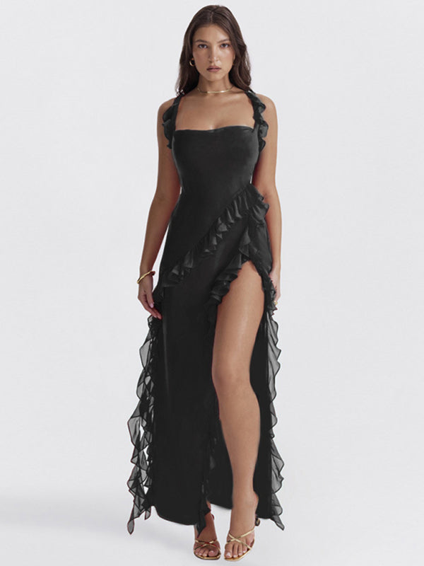 Slim High-Slit Ribbon Strap Dress – Sexy Bodycon Style by Sailing Maria
