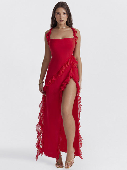 Slim High-Slit Ribbon Strap Dress – Sexy Bodycon Style by Sailing Maria