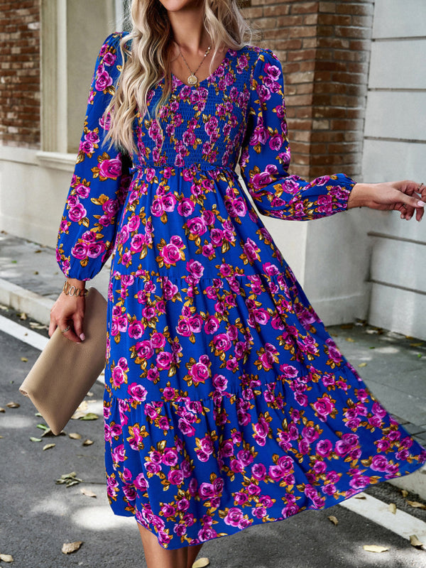Elegant V-Neck Long Dress – Graceful Woven Style for All Seasons