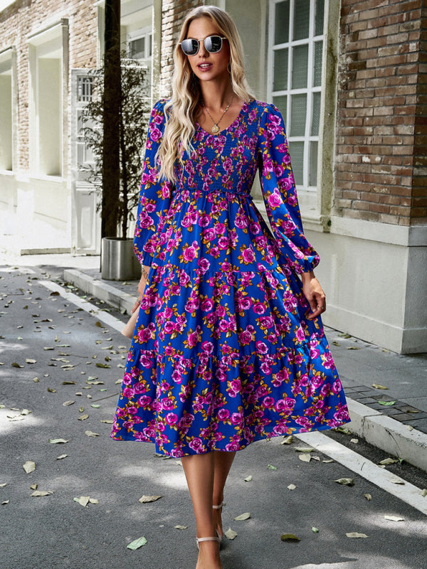 Elegant V-Neck Long Dress – Graceful Woven Style for All Seasons