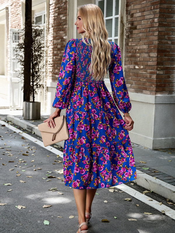 Elegant V-Neck Long Dress – Graceful Woven Style for All Seasons