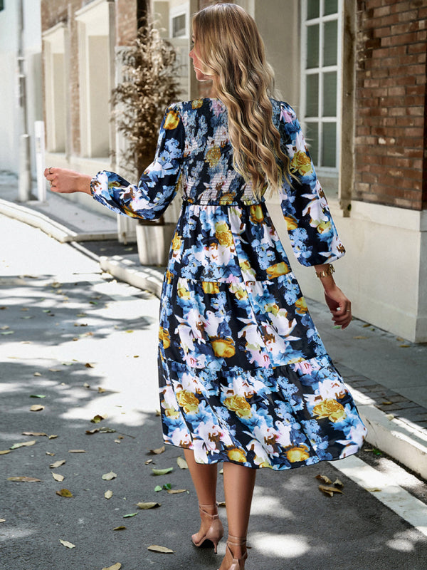 Elegant V-Neck Long Dress – Graceful Woven Style for All Seasons