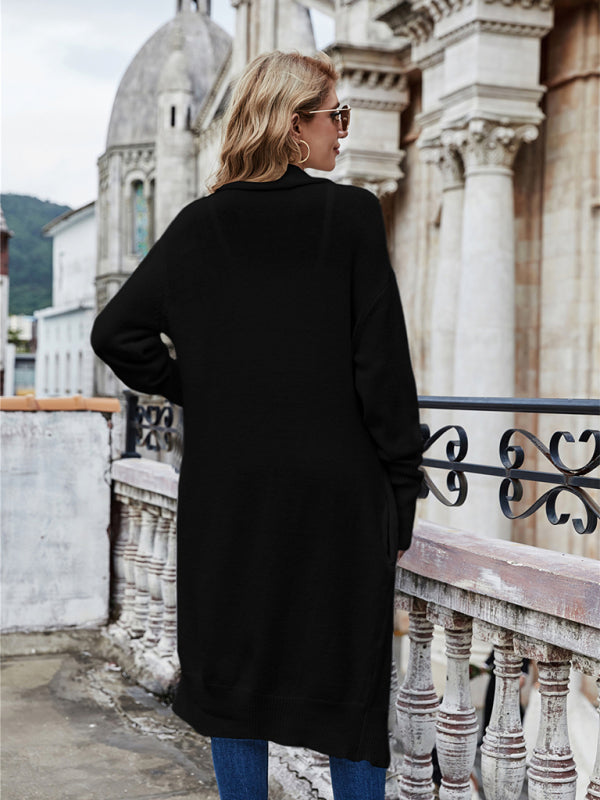 Women's Long Knit Open-Front Cardigan