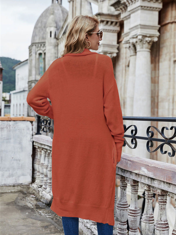 Women's Long Knit Open-Front Cardigan