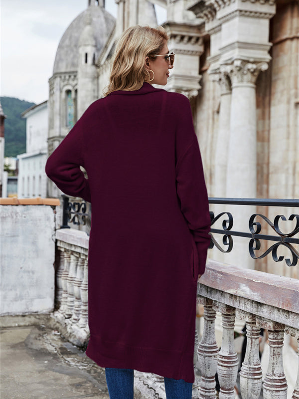 Women's Long Knit Open-Front Cardigan