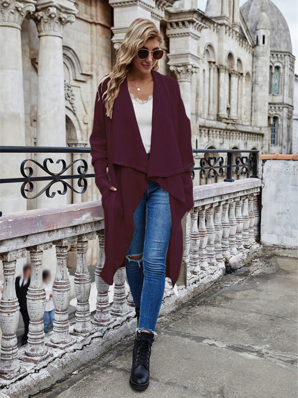 Women's Long Knit Open-Front Cardigan