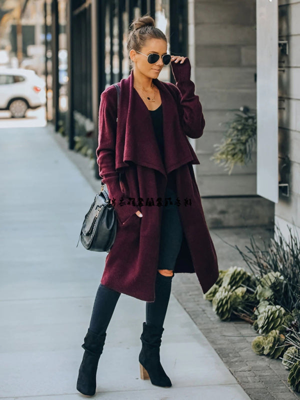 Women's Long Knit Open-Front Cardigan