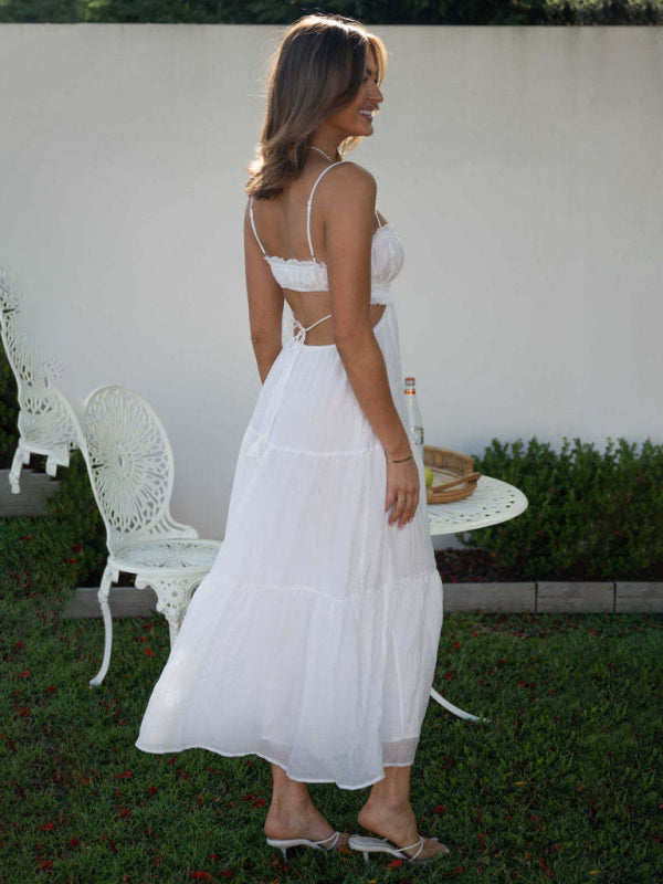 V-Neck Sleeveless Maxi Dress – Solid Color, Flowing Hem, Spring-Summer Style