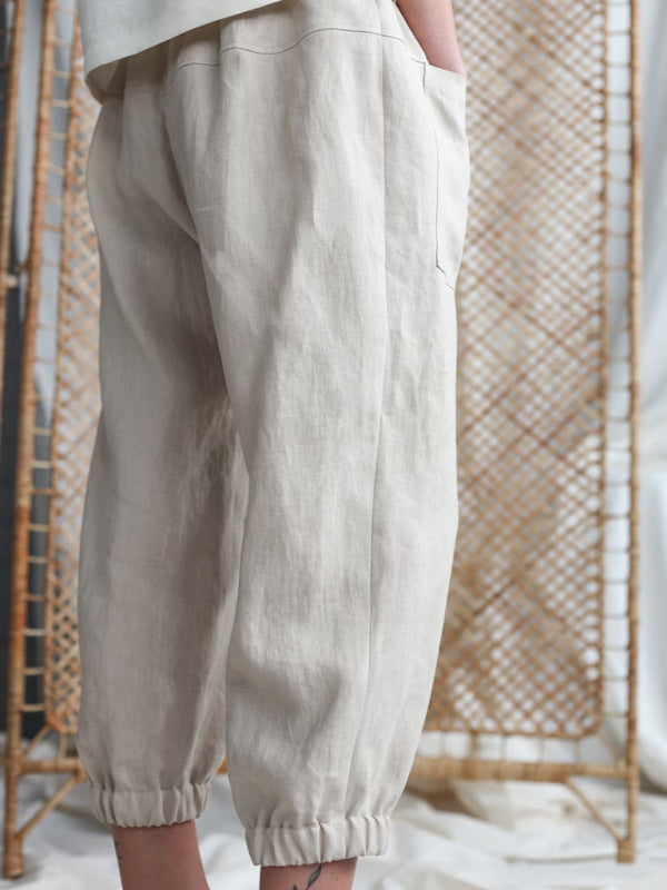 Loose Fit Cotton-Linen Casual Pants
