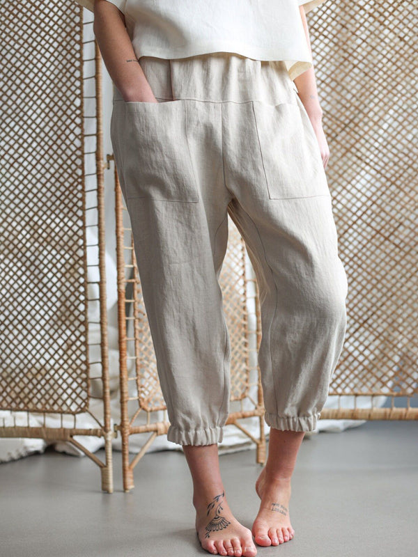 Loose Fit Cotton-Linen Casual Pants