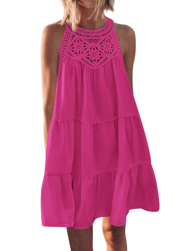 Lace Halter Neck Sleeveless Summer Dress