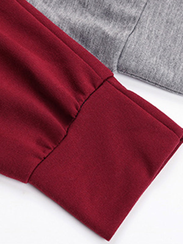 Color Block Long-Sleeve Sweater Dress – Round Neck, Casual Knit Fit