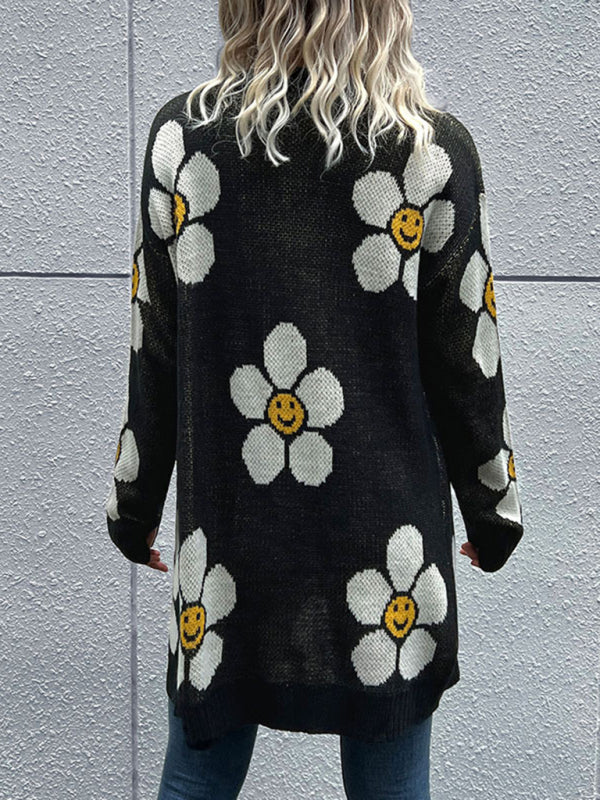 Women's Floral Knit Cardigan Sweater