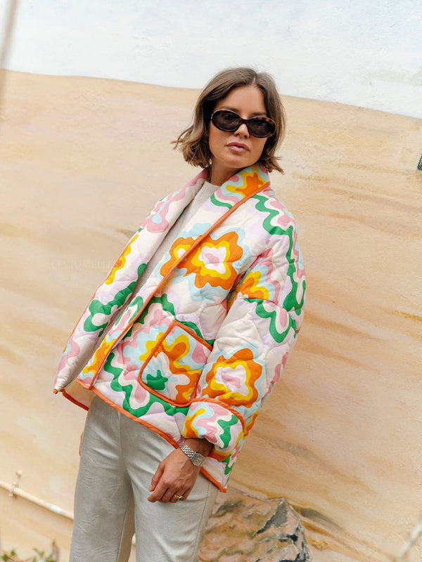 Floral Quilted Sleeveless Jacket