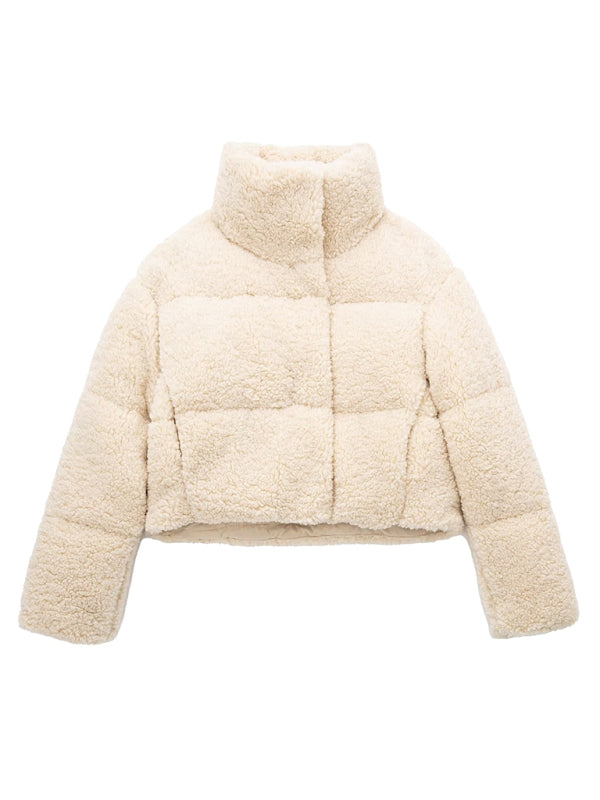 Casual Sherpa Fleece Jacket with Slant Pockets