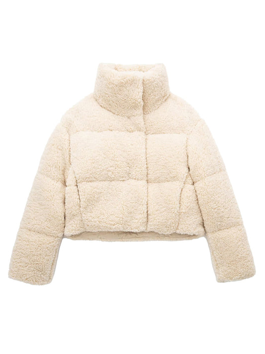 Casual Sherpa Fleece Jacket with Slant Pockets