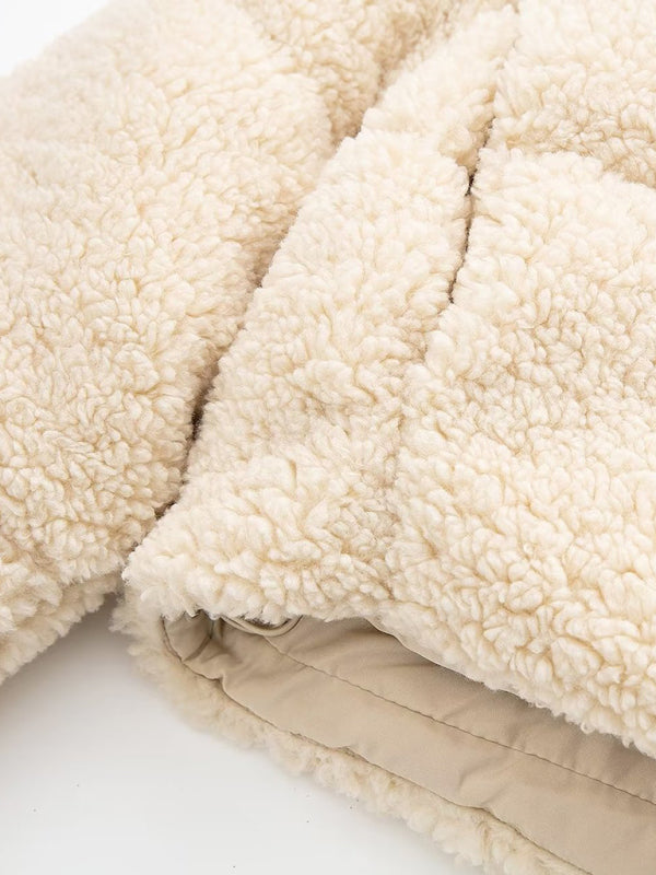 Casual Sherpa Fleece Jacket with Slant Pockets