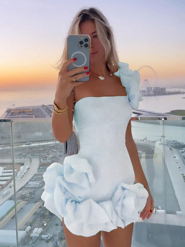 One-Shoulder Ruffle Bodycon Dress