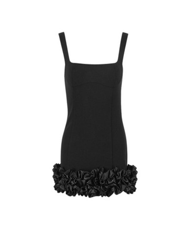 Romantic Backless Slip Dress – Square Neck, Woven Polyester Party Dress