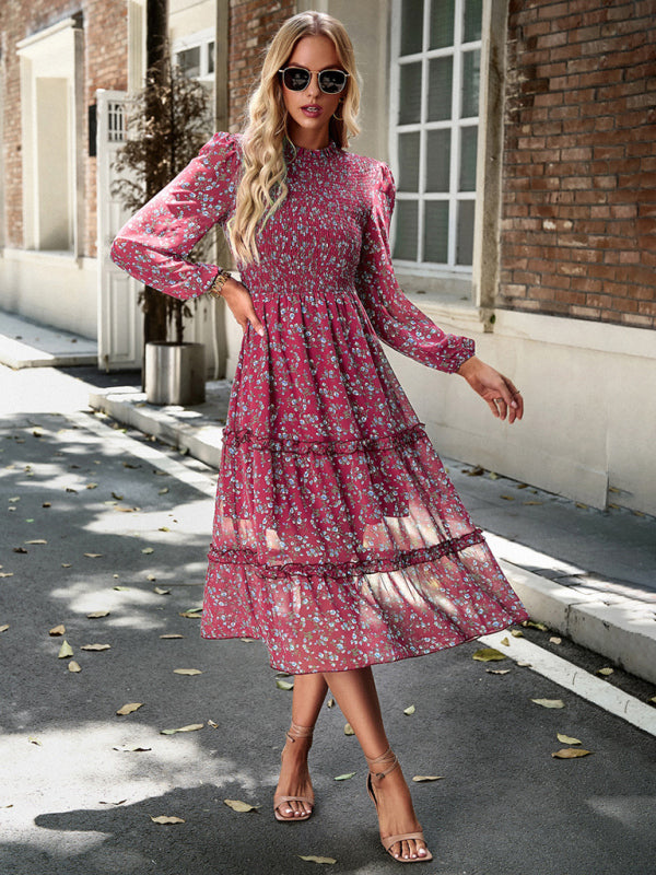 Romantic Floral Holiday Dress – Woven Polyester, Spring-Summer Style