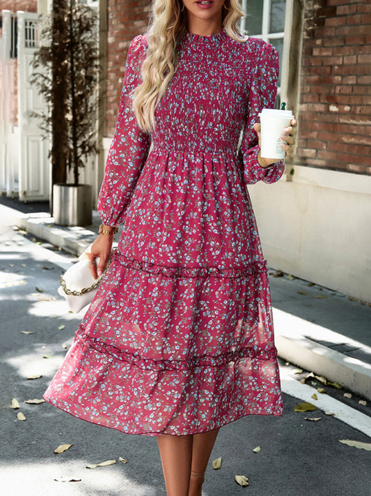Romantic Floral Holiday Dress – Woven Polyester, Spring-Summer Style