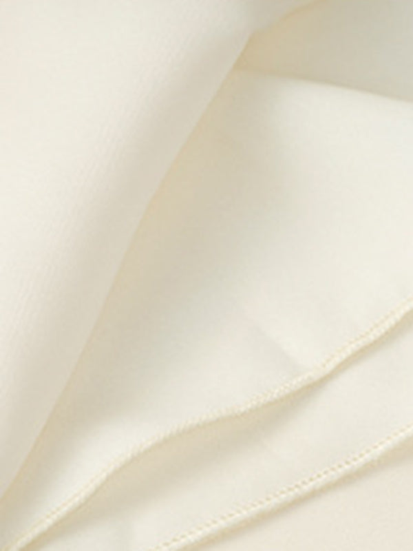 Elegant V-Neck Long-Sleeve Dress – Lightweight Polyester, Graceful Fit