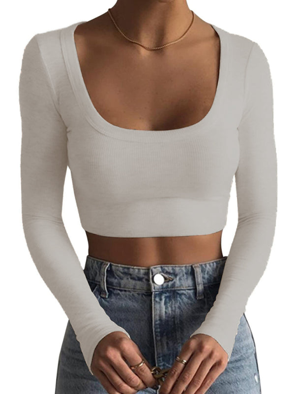 Women's Slim Fit Long Sleeve Crop Top