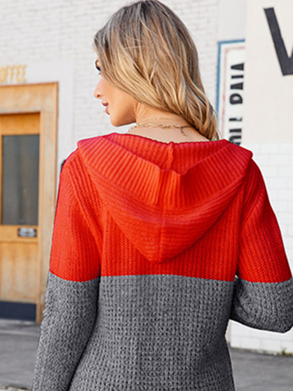 Väriblokkipuuvillainen hupputakki – Smiling Maria