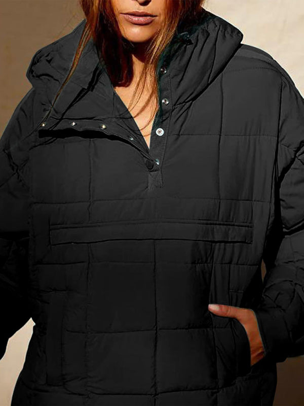 Casaco de Algodão Acolchoado com Capuz Dobrável e Pulôver