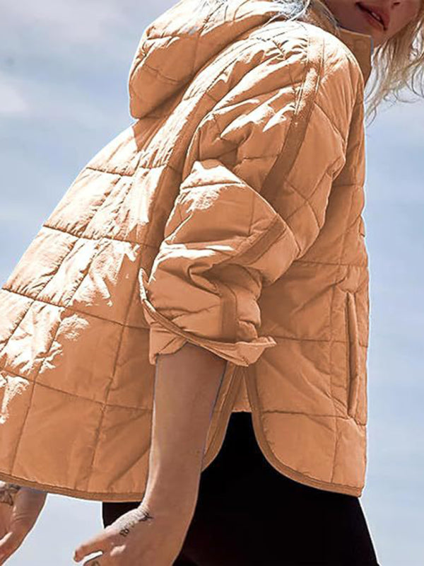Casaco de Algodão Acolchoado com Capuz Dobrável e Pulôver