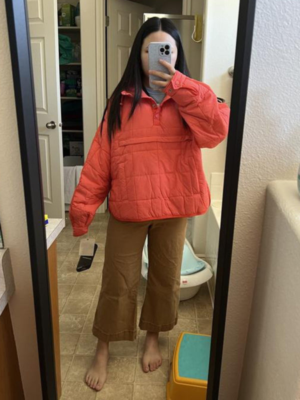 Casaco de Algodão Acolchoado com Capuz Dobrável e Pulôver