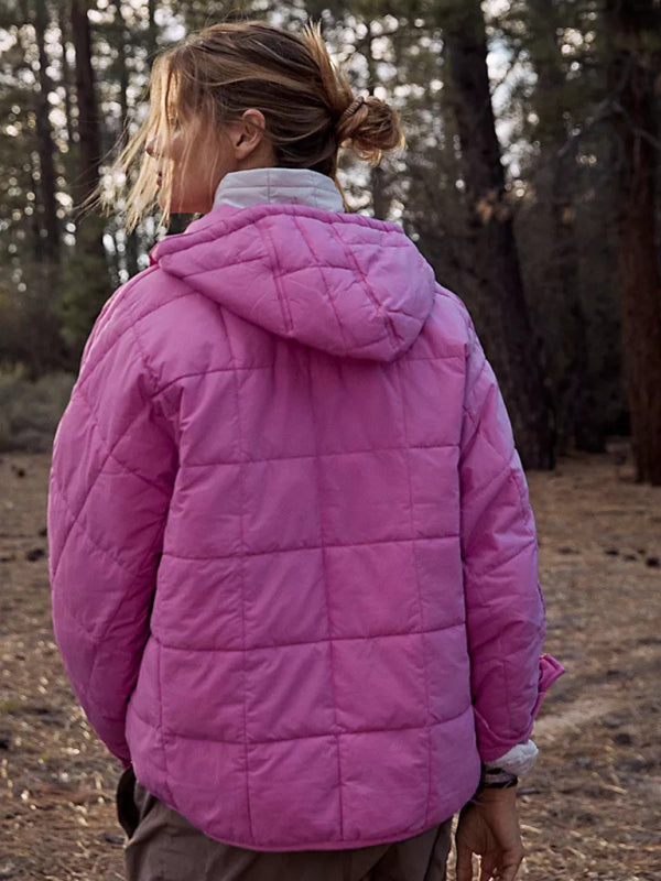Casaco de Algodão Acolchoado com Capuz Dobrável e Pulôver