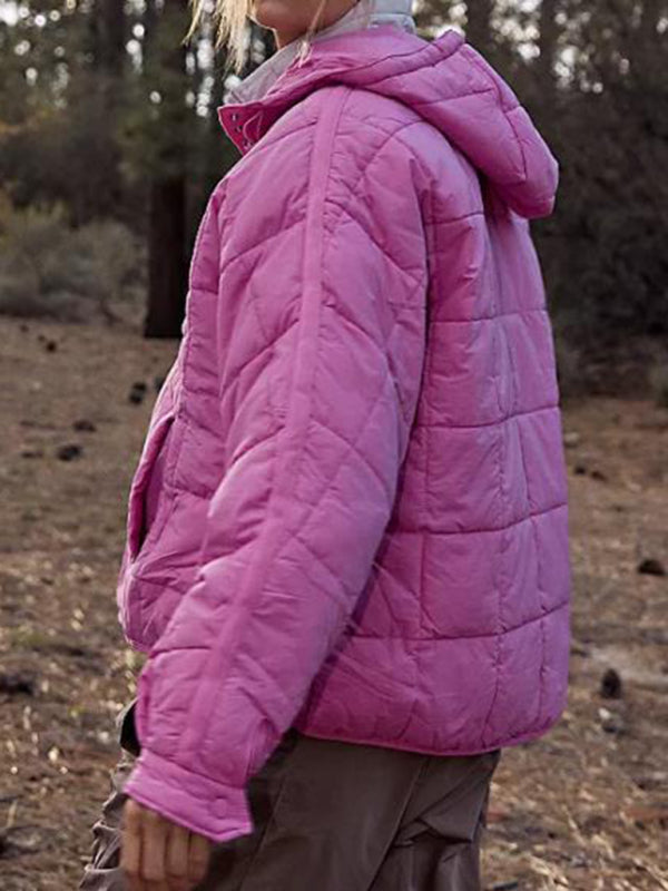 Casaco de Algodão Acolchoado com Capuz Dobrável e Pulôver