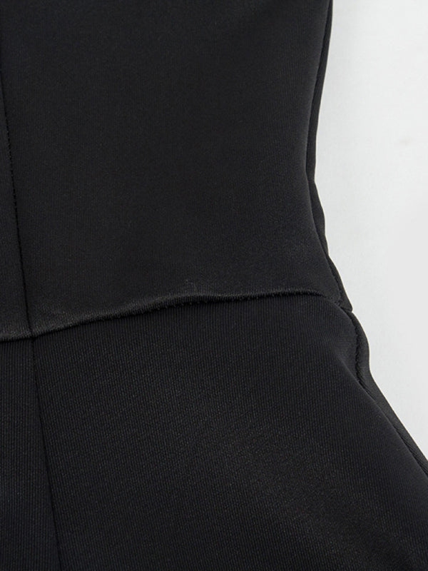 Solid Color Strapless High Waist Bodycon Mini Dress – Spring-Summer Style