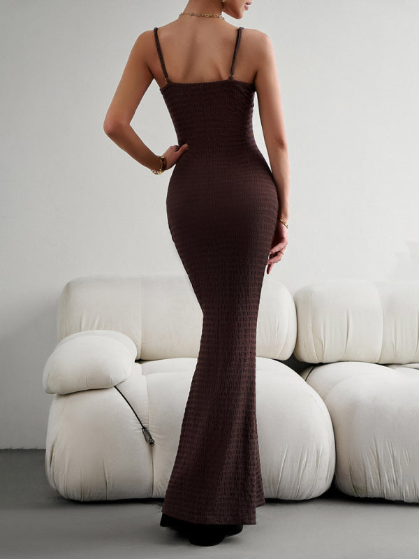 Slim Knit Suspender Dress – Sexy Hip-Hugging Fit, Solid Colors