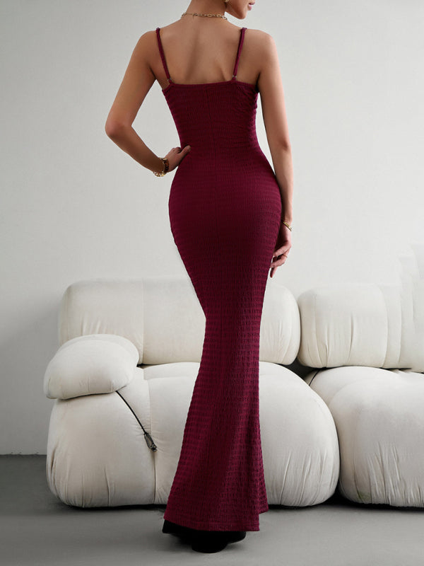 Slim Knit Suspender Dress – Sexy Hip-Hugging Fit, Solid Colors