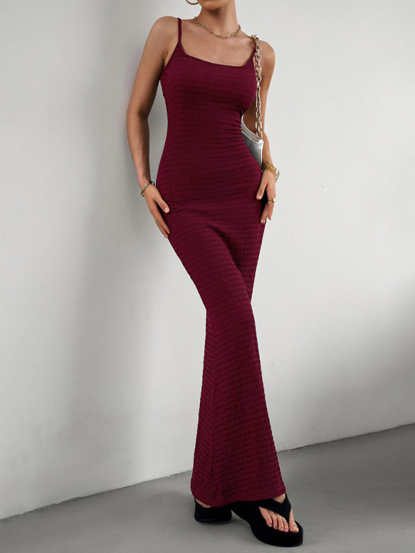 Slim Knit Suspender Dress – Sexy Hip-Hugging Fit, Solid Colors